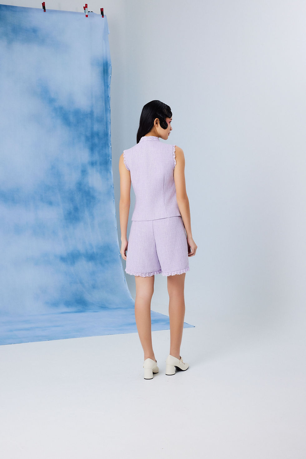 Thumbnail: Lavender Tweed Shorts with Lace