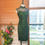Thumbnail: Midnight Black Lace Qipao in Mossy Green