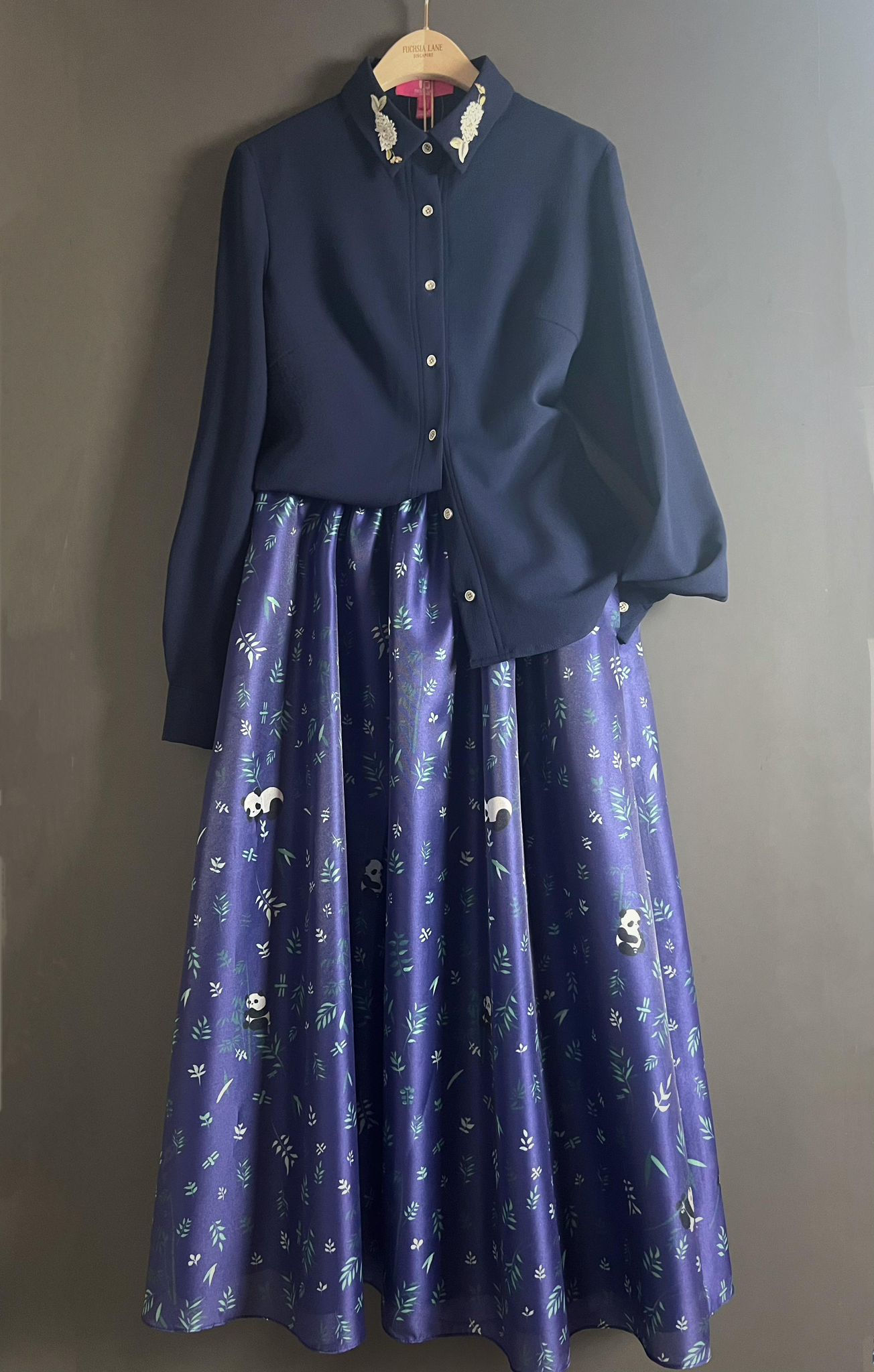 Panda Chic Hanbok Skirt, The Peony Pavilion, Blue