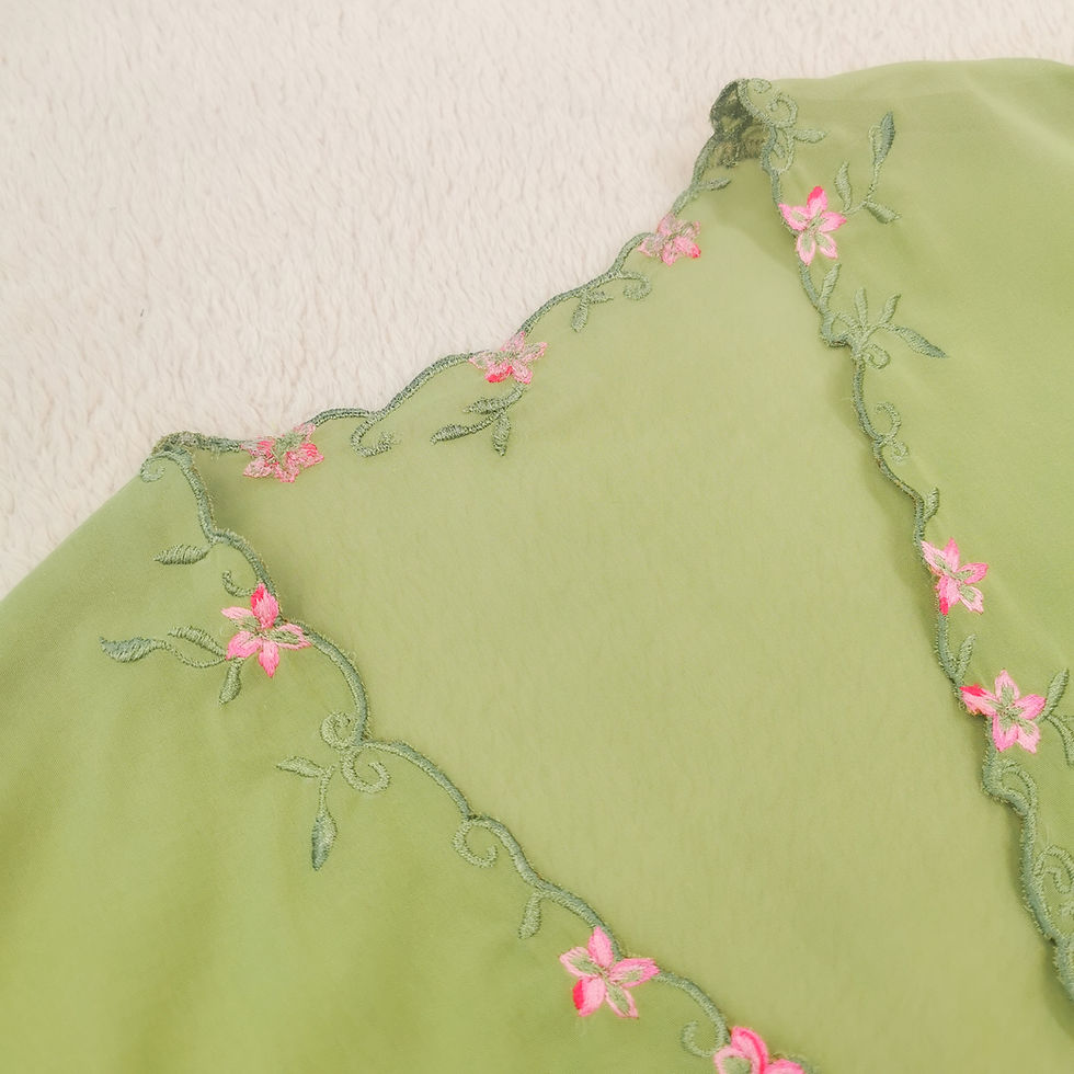Thumbnail: Voile Outer with Peranakan Embroideries in Pistachio Green