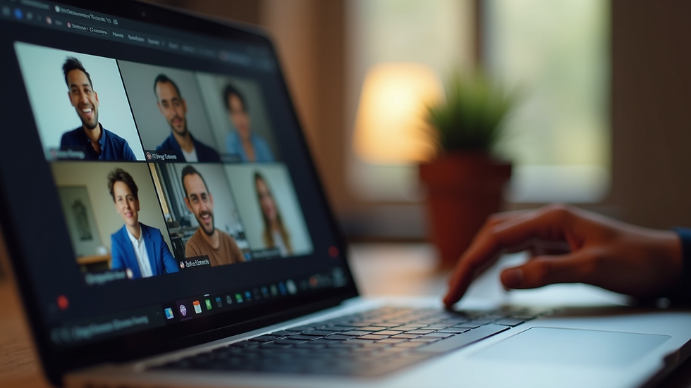 Close-up view of a laptop screen showing a Microsoft Teams meeting