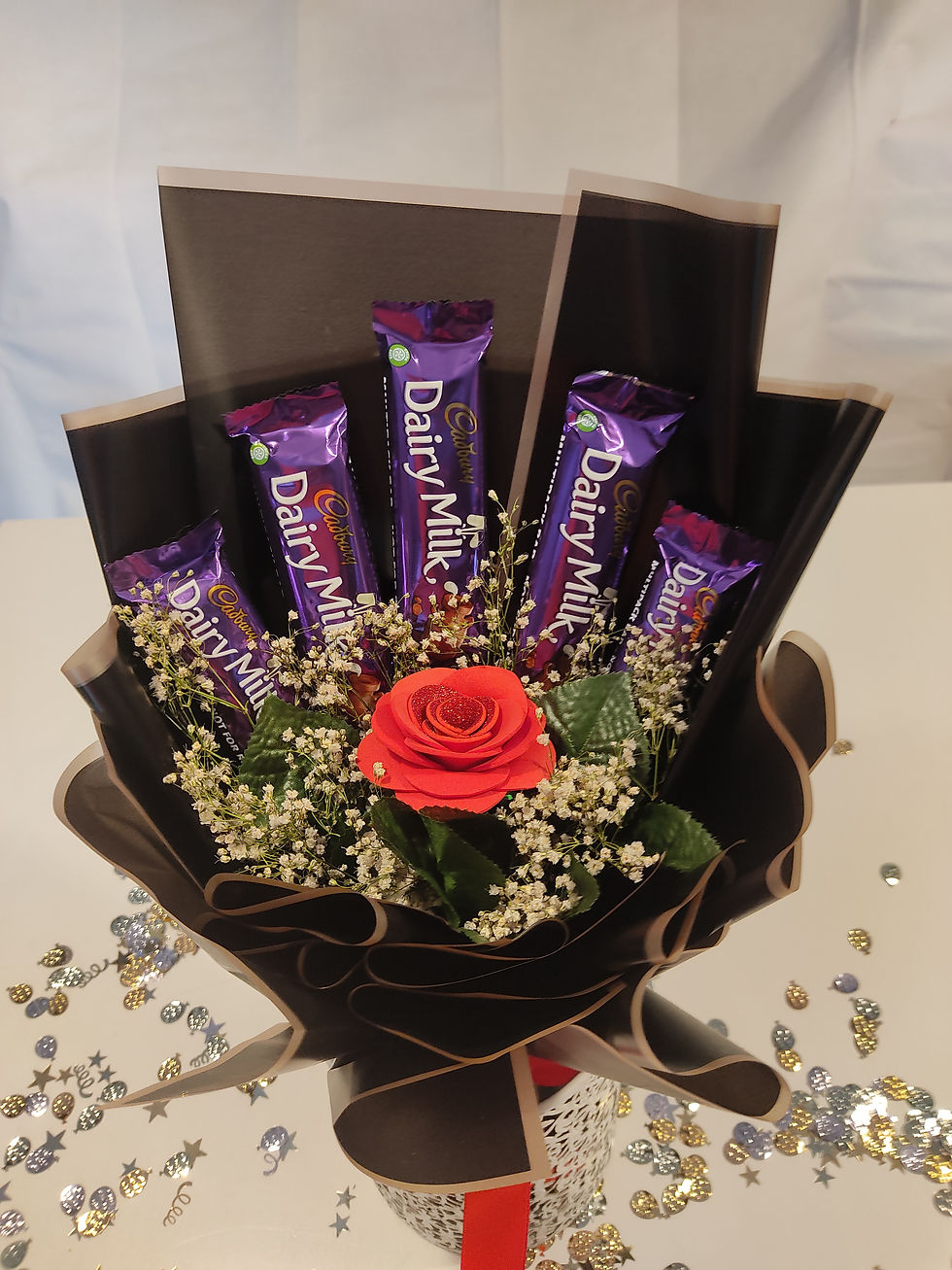 Thumbnail: Cadbury dairy milk chocolate bouquet with handmade rose