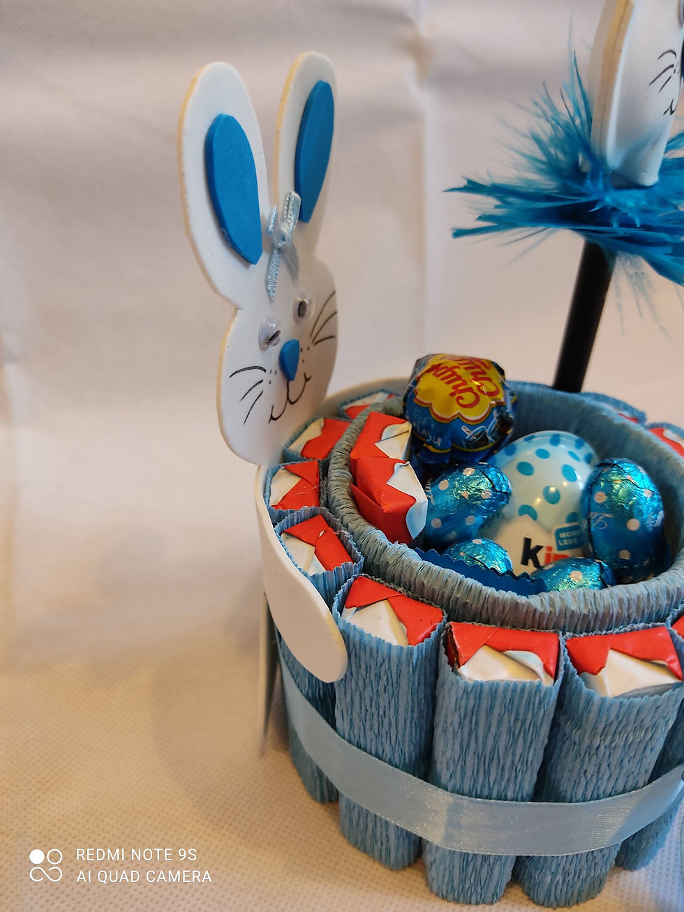 Thumbnail: Easter kinder chocolate gift with handmade Bunnies
