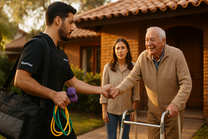 kinesiologo a domicilio con paciente geriatrico