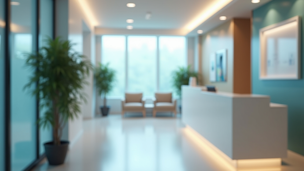 Eye-level view of a modern medical clinic reception area