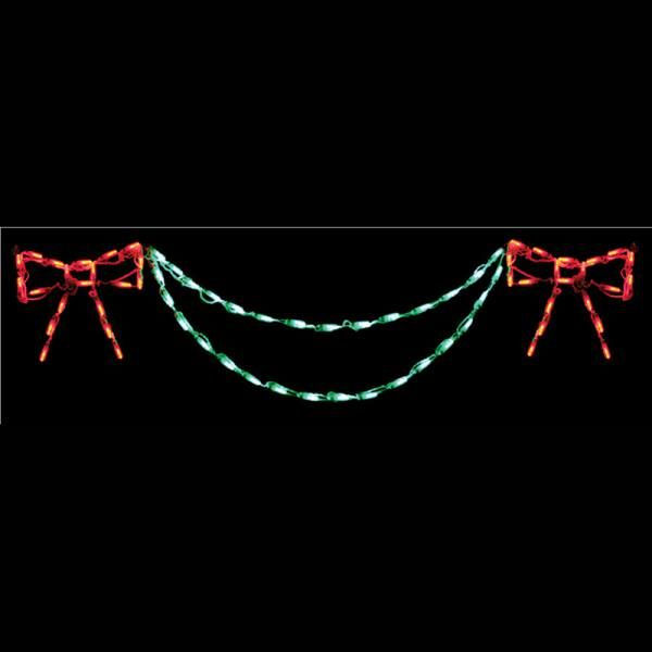 LED BOW WITH GARLAND END PIECE (RED/GREEN)