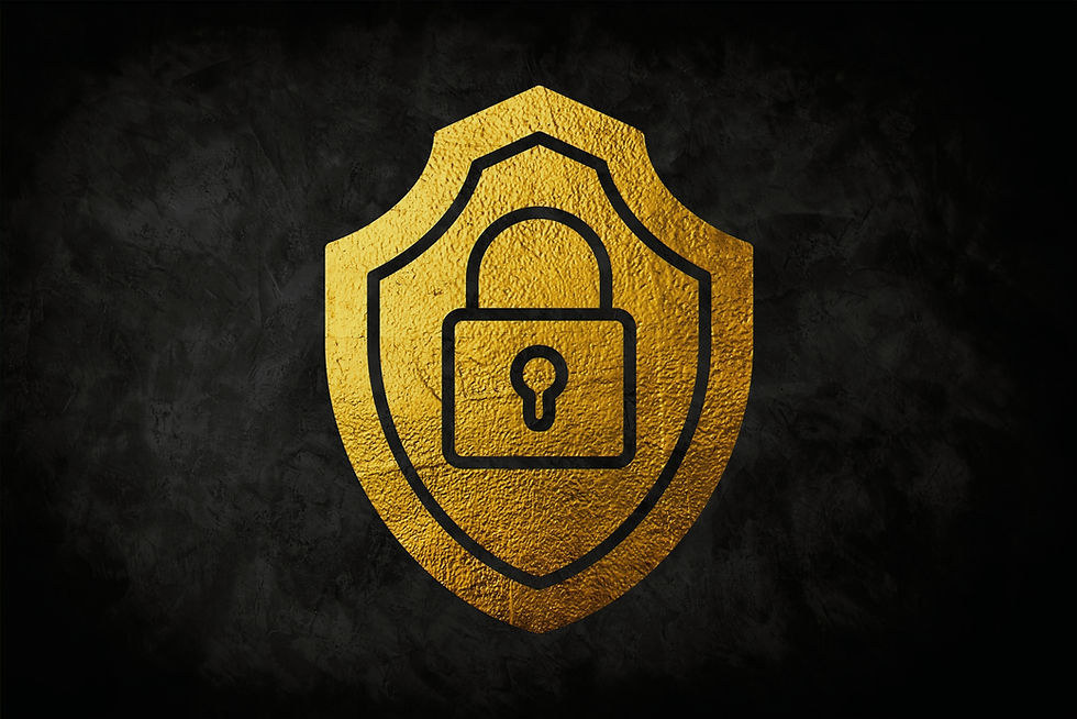 Gold Cyber security icon isolated on white background Closed padlock on digital circuit bo
