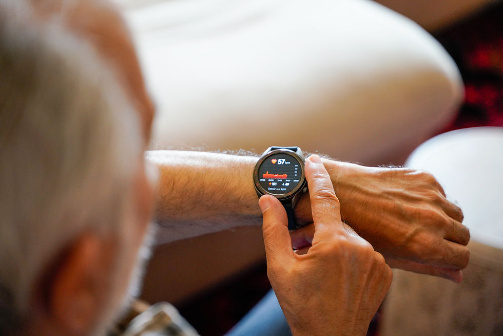 a Las Vegas senior checks his smart watch