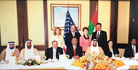 Ellen Goldberg with HASCA colleagues and Houston and Abu Dhabi officials at the luncheon following the 2002 sister-city signing.