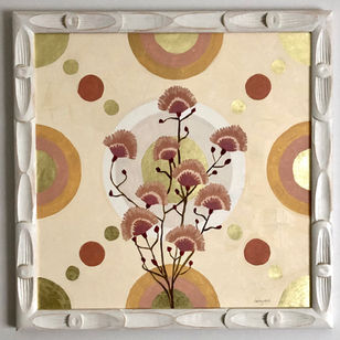 Charley-Lois All In Place, 16K gold leaf and oil paint on gessoed board, framed, 50x50cm