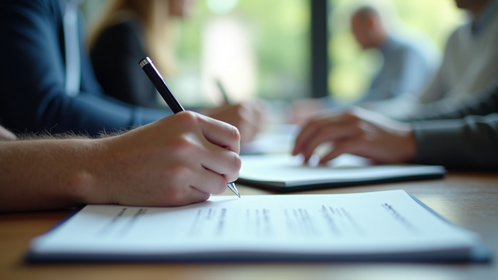 Eye-level view of a person writing notes during a training session