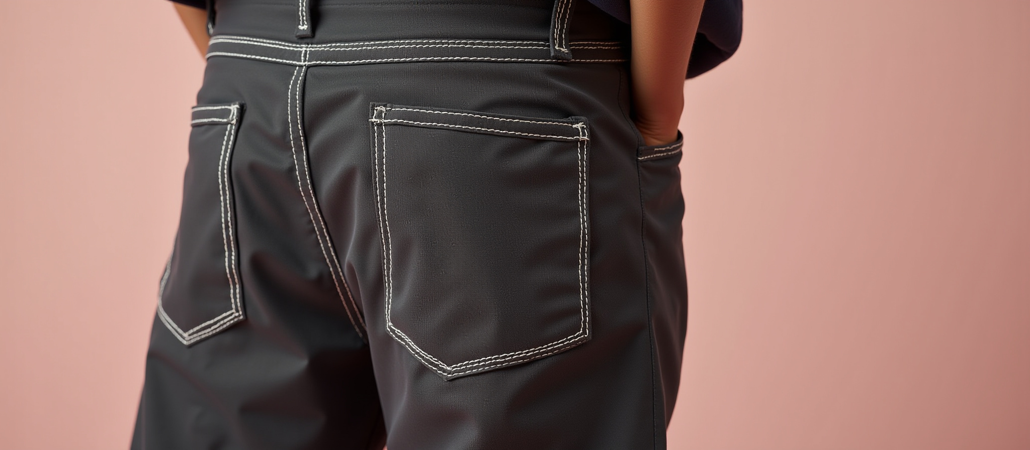 Black pants with contrast stitching detail