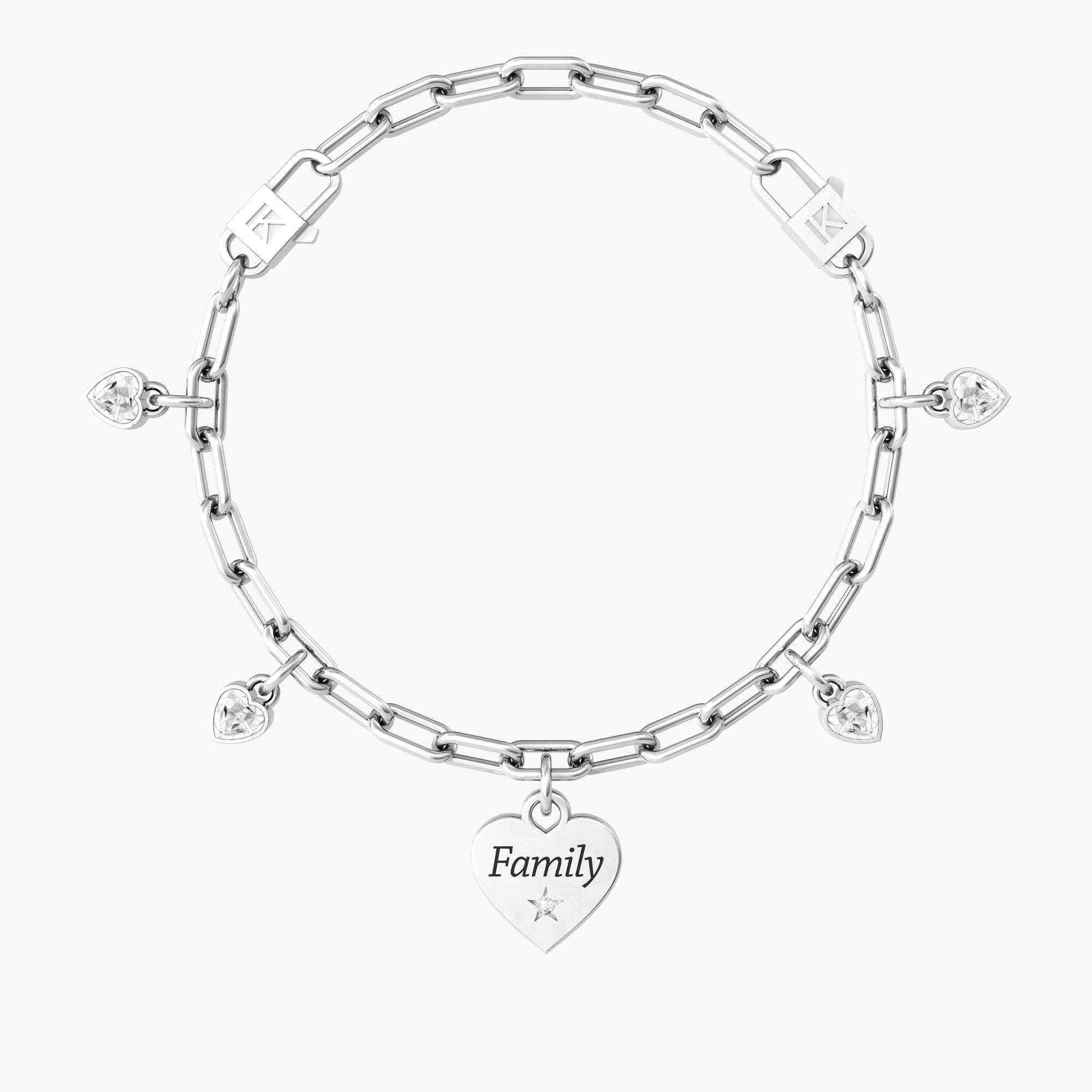 KIDULT 732215  Bracciale regolabile famiglia con cristalli e ciondoli  FAMILY