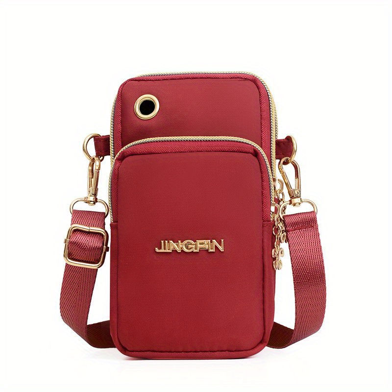 Thumbnail: JINGPIN Lightweight Nylon Crossbody Phone Case with Lanyard & Headphone Plug - 