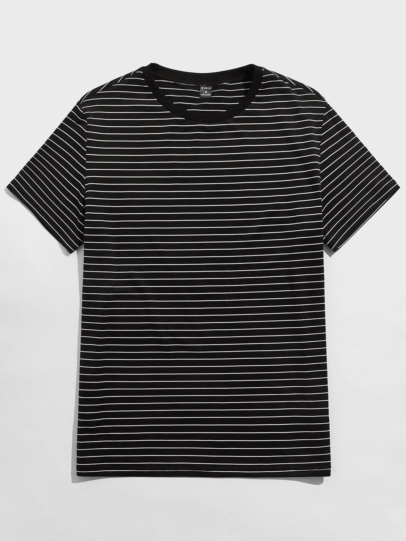 Manfinity Hypemode Men's Knitted Striped Round Neck Short Sleeve T-Shirt
