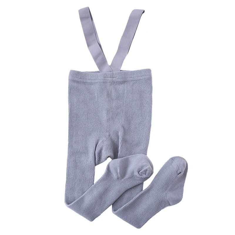 Thumbnail: Bobora Baby Pantyhose Solid Color High Waist Cross Straped Leggings/Suspender
