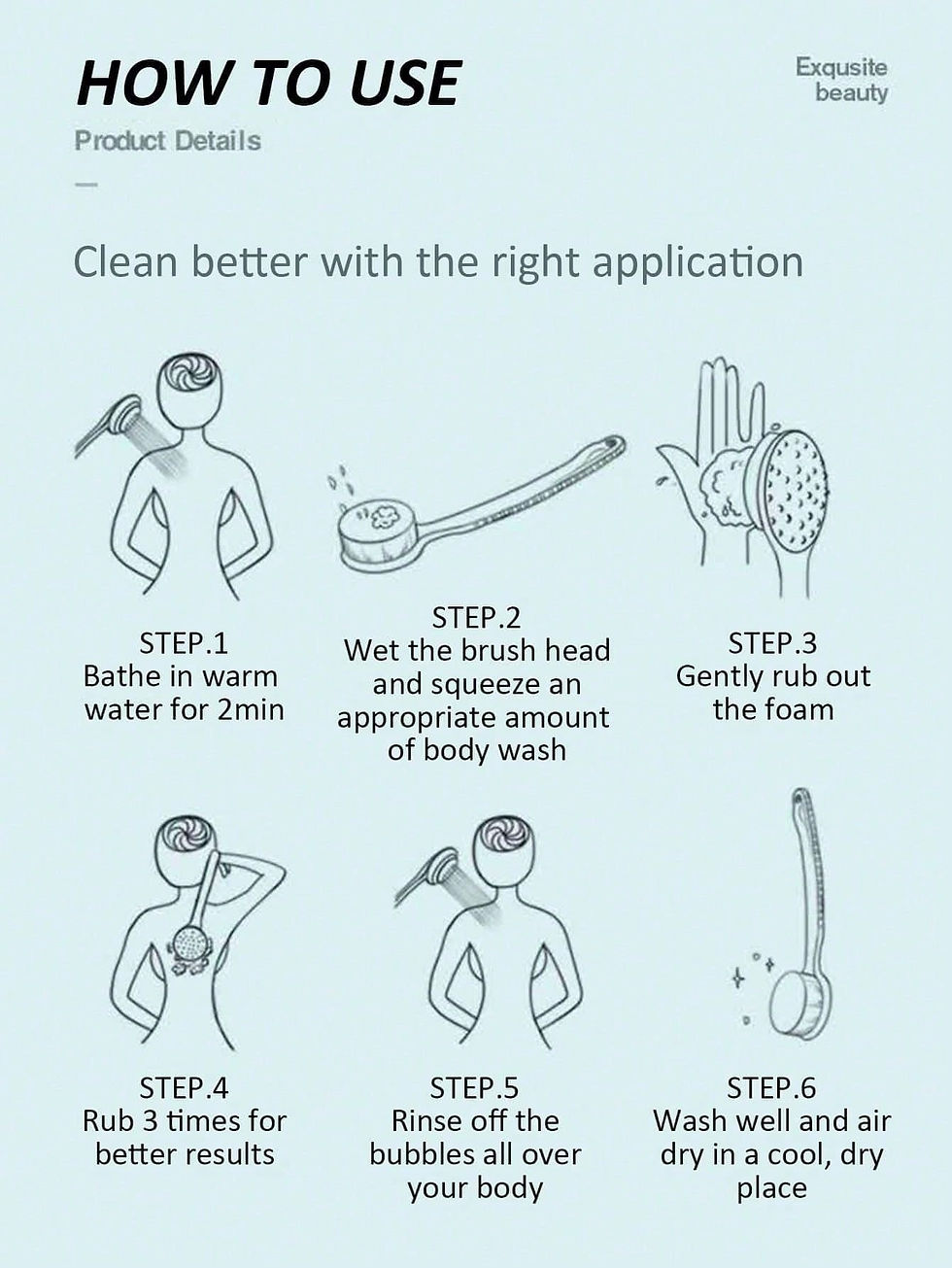Thumbnail: 1pc Pink/blue Long-handled Bath Brush, Multi-purpose Scrub Brush For Back Exfol
