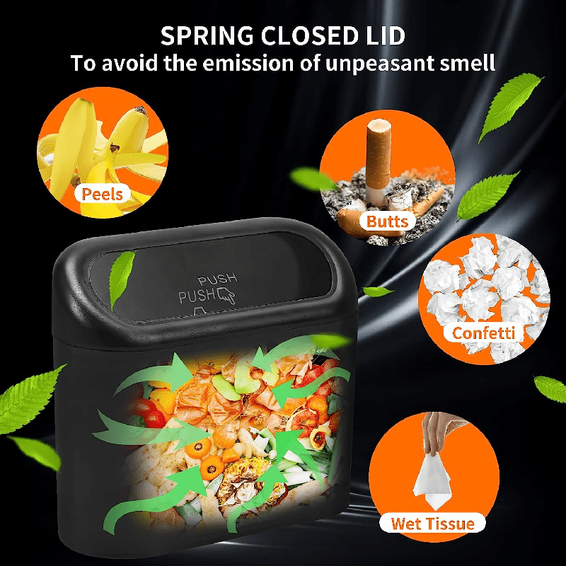 Thumbnail: 3/12Pcs Car trash can (with lid) contains 60 (300) garbage bags, small trash can
