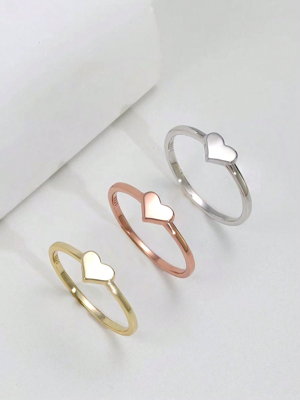 Thumbnail: 1pc 925 Sterling Silver Heart Shaped Glossy Ring For Women, Suitable For Girlfr