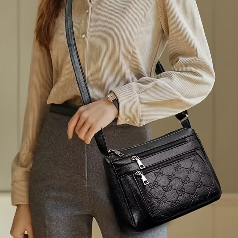Thumbnail: New Women's Bag Mother Bag, Multi-layer Soft PU Leather Shoulder Crossbody Bag 