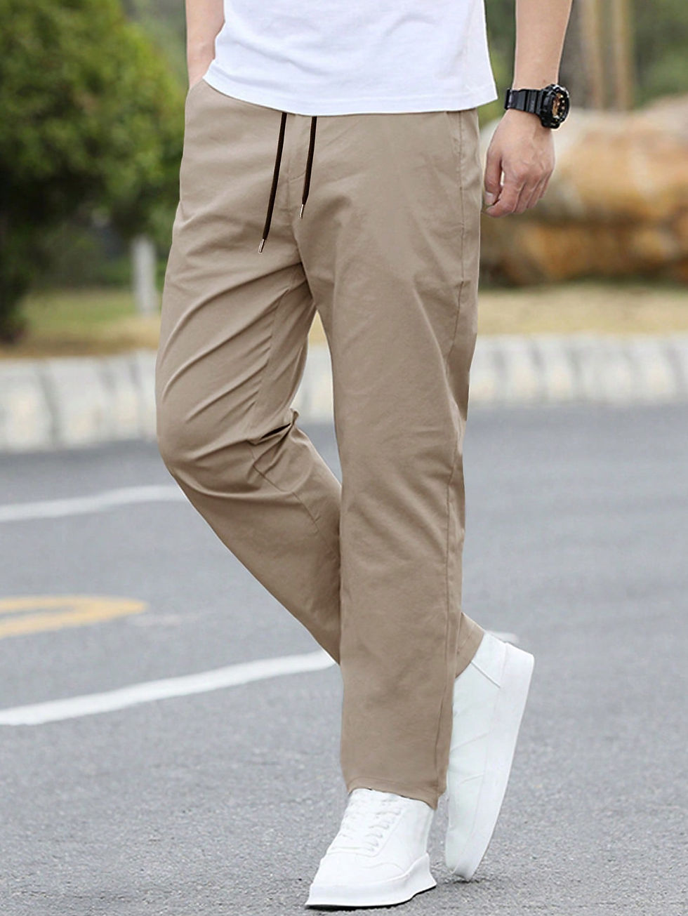 Thumbnail: Manfinity Homme Loose Fitting Solid Straight Leg Men's Pants