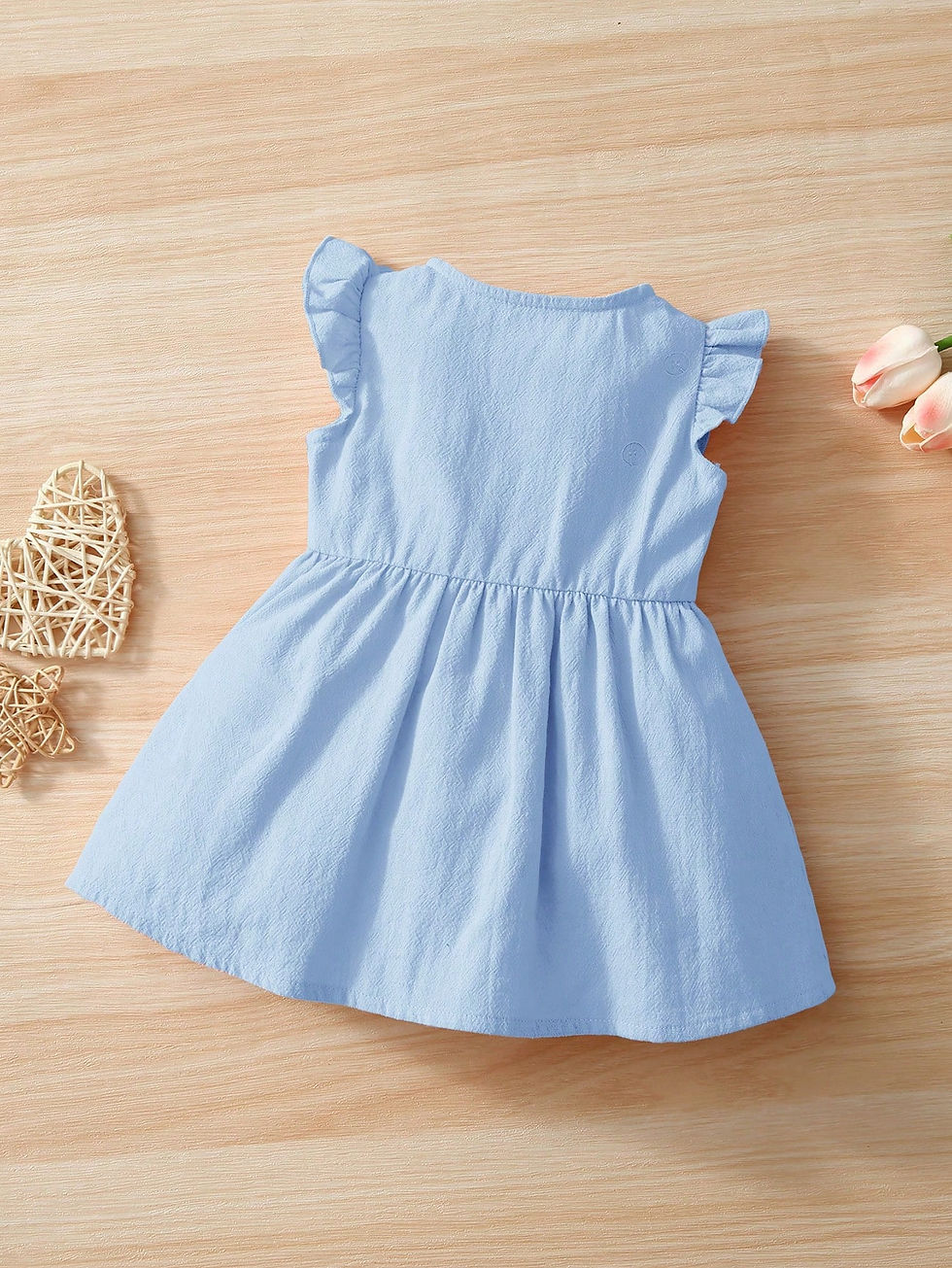 Thumbnail: SHEIN Baby Girl Newborn Ruffle Trim Button Front Dress