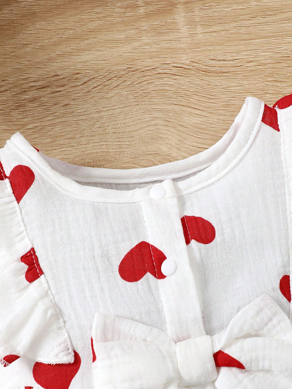 Thumbnail: Baby Girl Heart Print Ruffle Trim Bow Front Dress With Hat