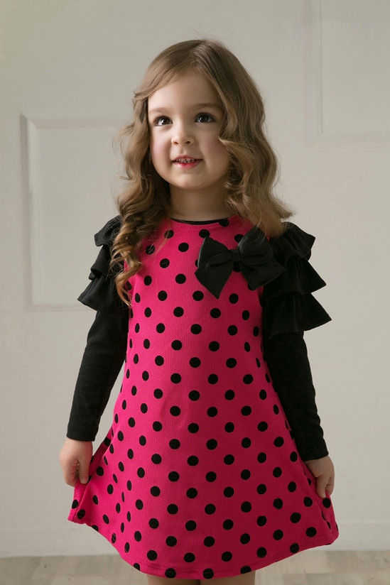 Thumbnail: Polka Dot Girls Dresses Long Sleeve Blouse clothing