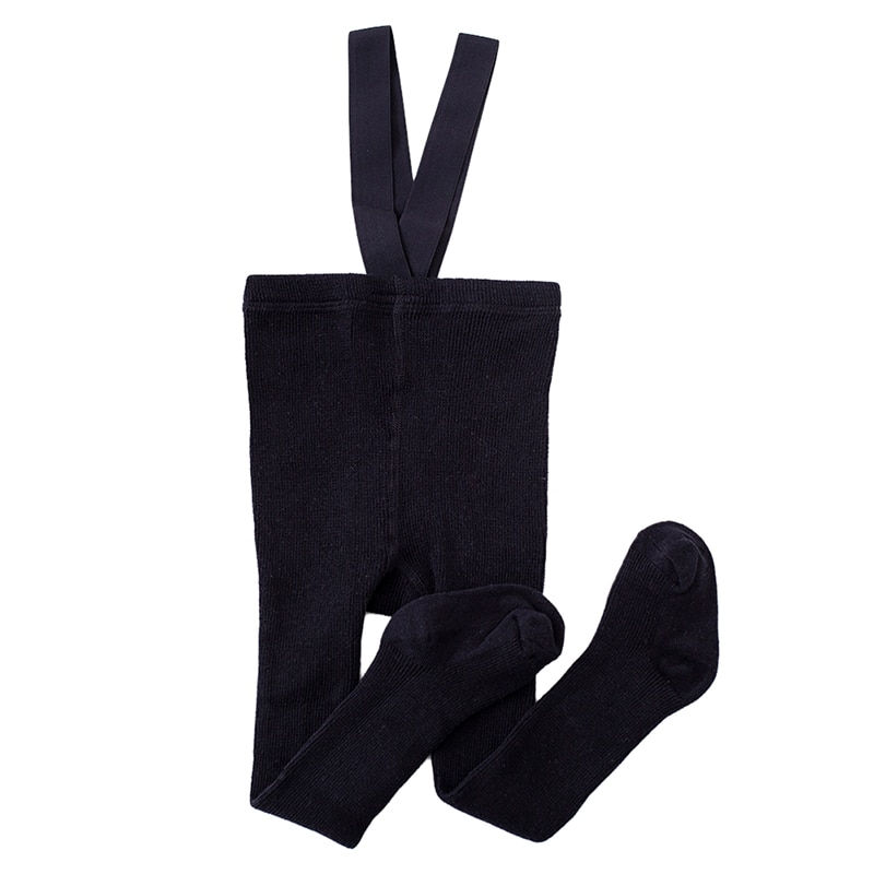 Thumbnail: Bobora Baby Pantyhose Solid Color High Waist Cross Straped Leggings/Suspender