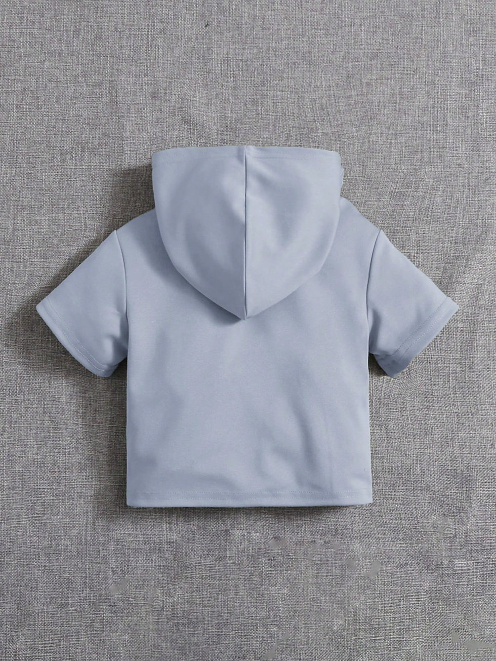 Thumbnail: SHEIN Baby Boy Patch Detail Hooded Tee