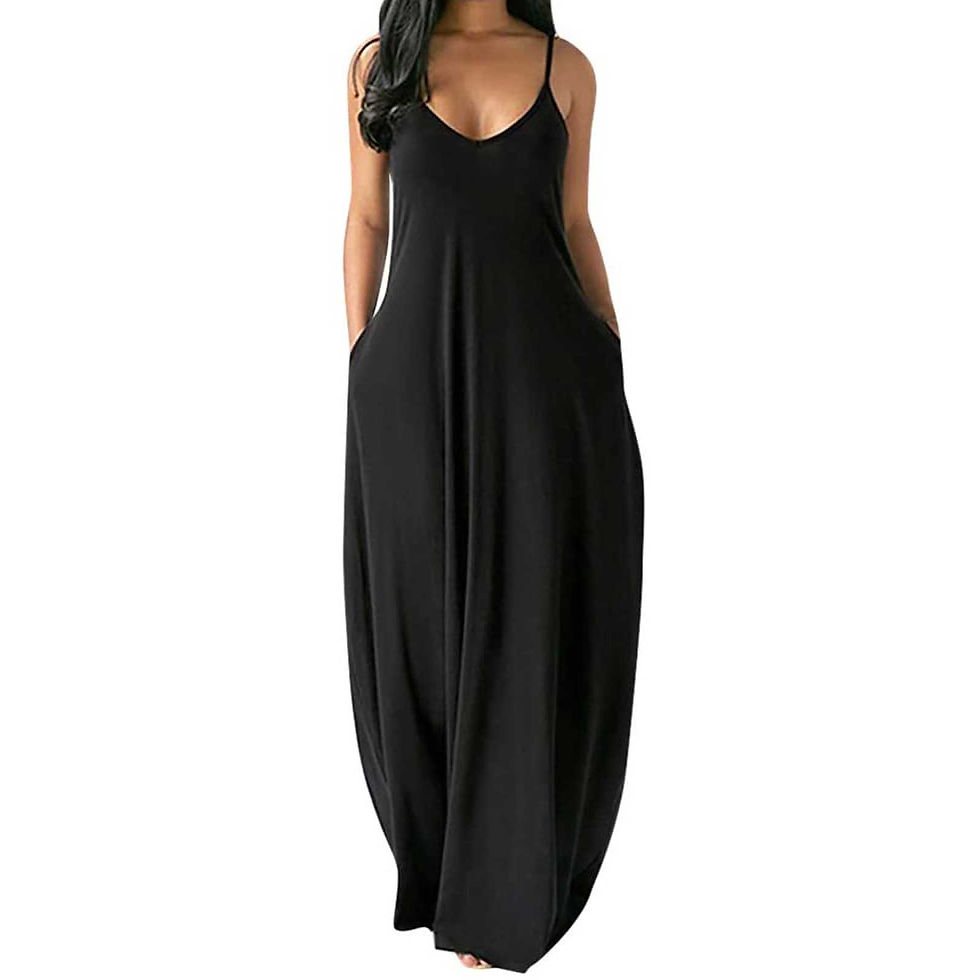 Thumbnail: Women's Pocket Long Dress Sexy V-Neck Sleeveless Loose Casual Dresses