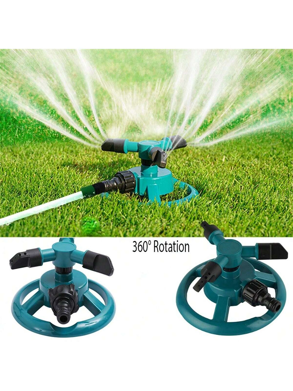 Thumbnail: Sprinkler Nozzle 360 Degree Automatic Rotating Water Spray Garden Lawn Automati