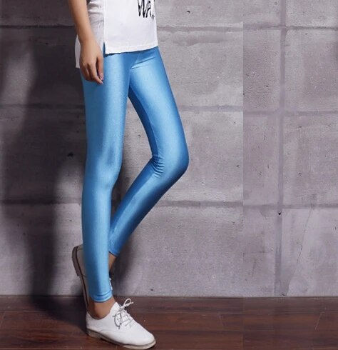Thumbnail: Solid Candy Color Neon Leggings high elastic Skinny Pants soft thin legging