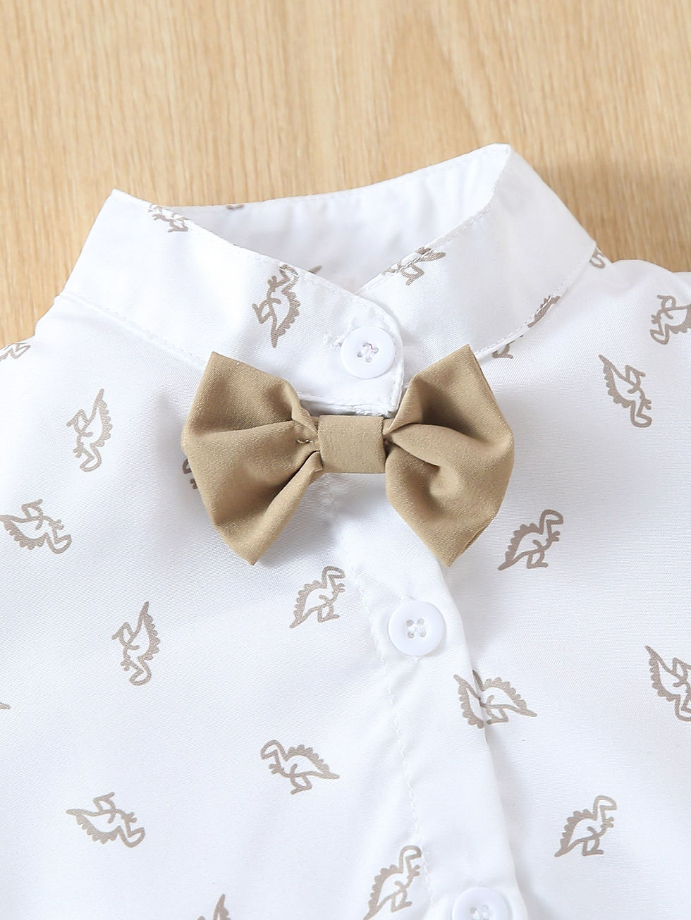 Thumbnail: Baby Boy Dinosaur Print Bow Front Shirt Bodysuit & Pinafore Shorts