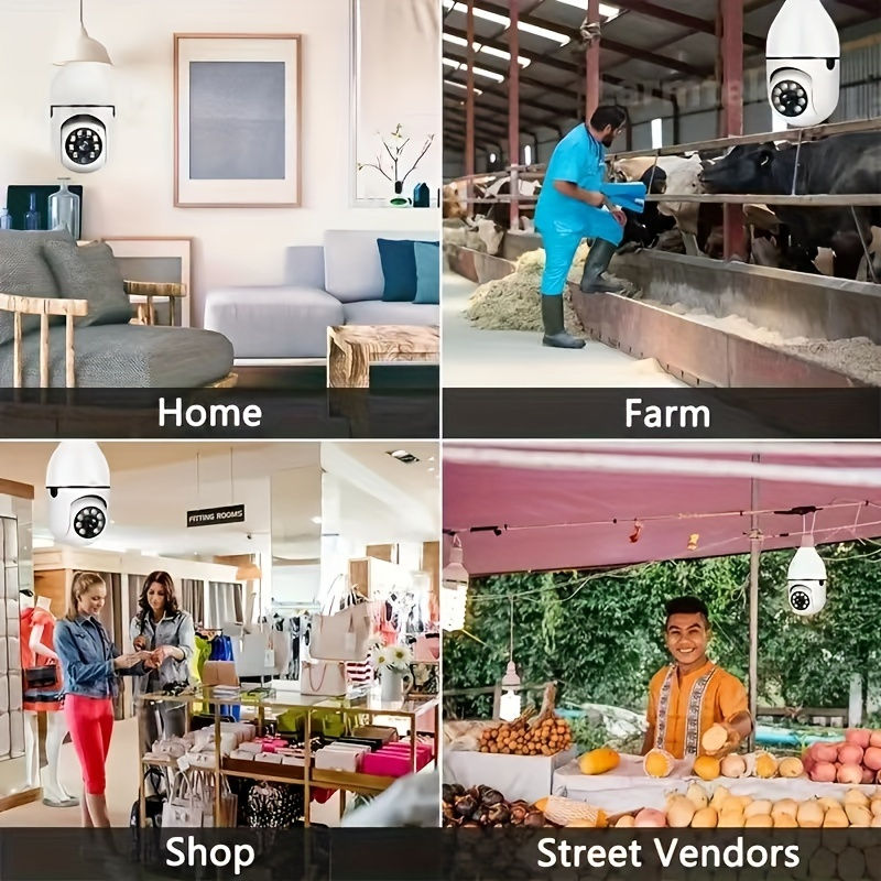 Thumbnail: E27 Bulb Camera With Automatic Tracking, Full Color Night Vision, And Bidirecti