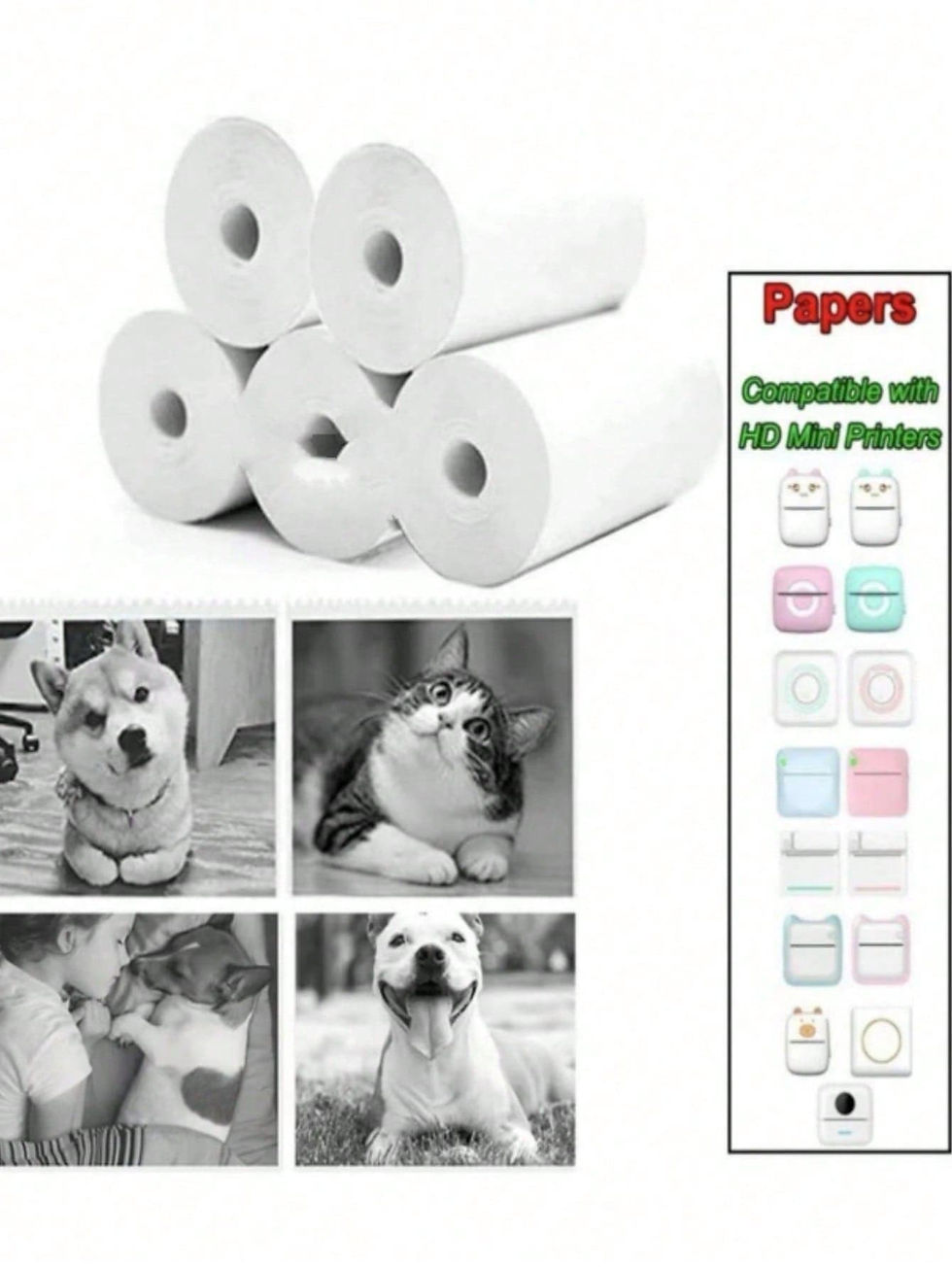Thumbnail: 5 Rolls Printing Paper Compatible With Mini Printer