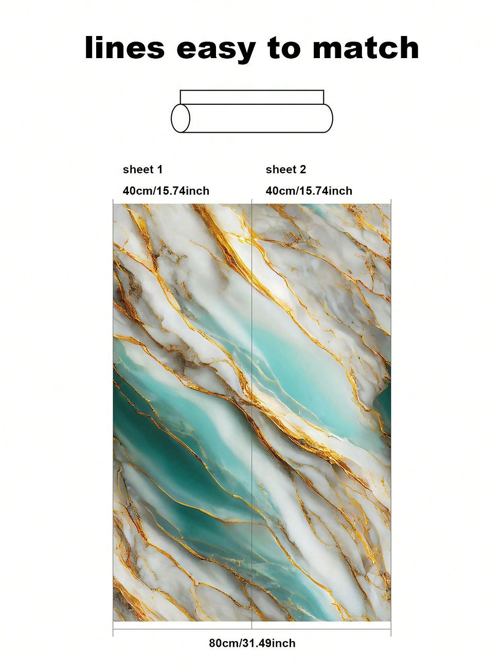 Thumbnail: 1pc Elegant Blue Marble Pattern Self-adhesive Kitchen Sticker Waterproof Oilpro