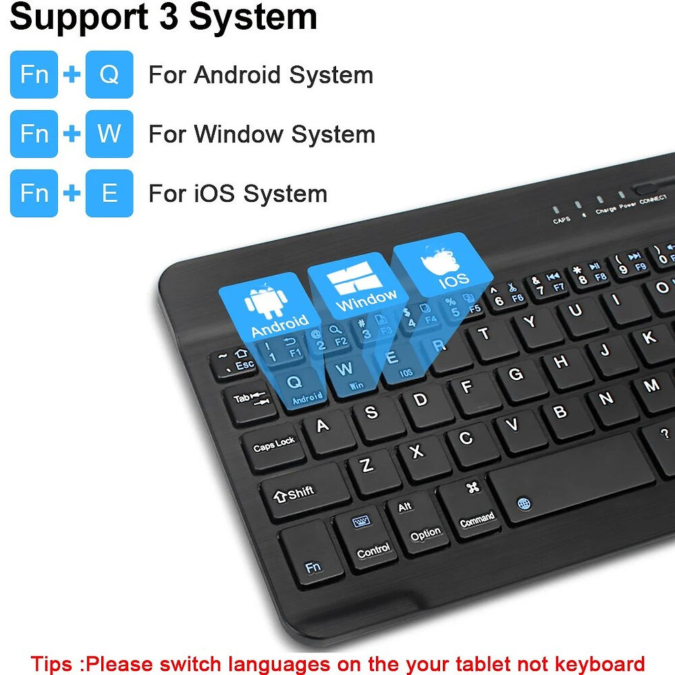 Thumbnail: Bluetooth Wireless Mini Keyboard For Laptop Tablet Phone Ipad Rechargeable