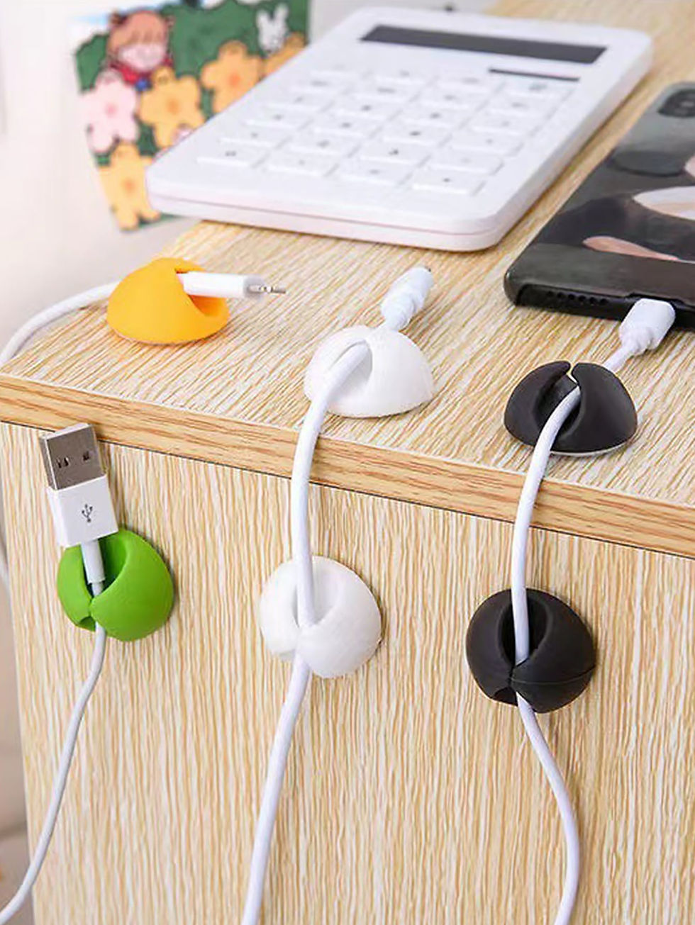 Thumbnail: 3pcs Desktop Cable Organizer Clips For Data/earphone/charging Cable Management,