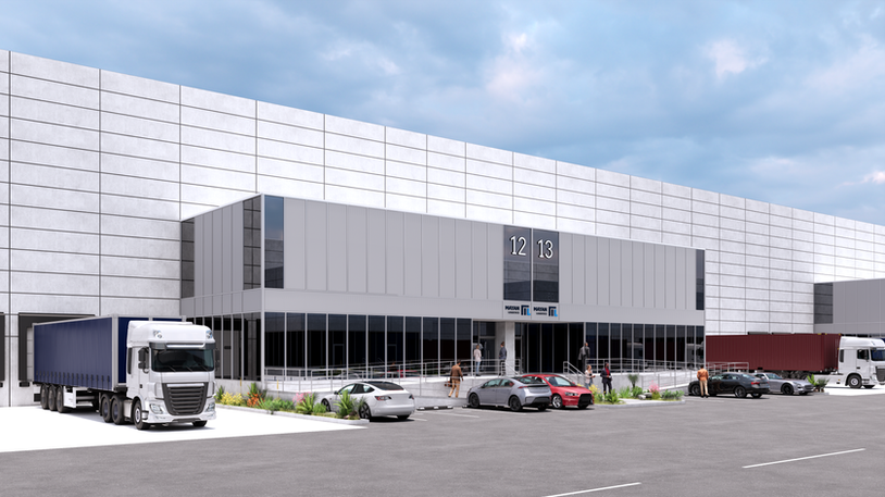 Vista lateral izquierda de bodegas logísticas Clase A+ de Mayan Logistics en Villa Nueva, Guatemala