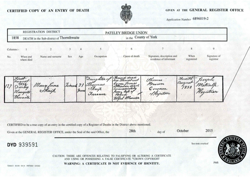 Mary-Jane's Death Certificate.