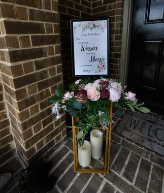Added a touch of color to the entrance too with a subtle way of asking guests to leave footwear at the door