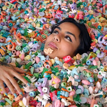 Pastel-colored bead installation by CJ Hendry at Salon 94 Design