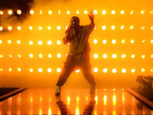 Kanye West performing at Atatürk Olympic Stadium in Istanbul before a crowd of 118,000 fans