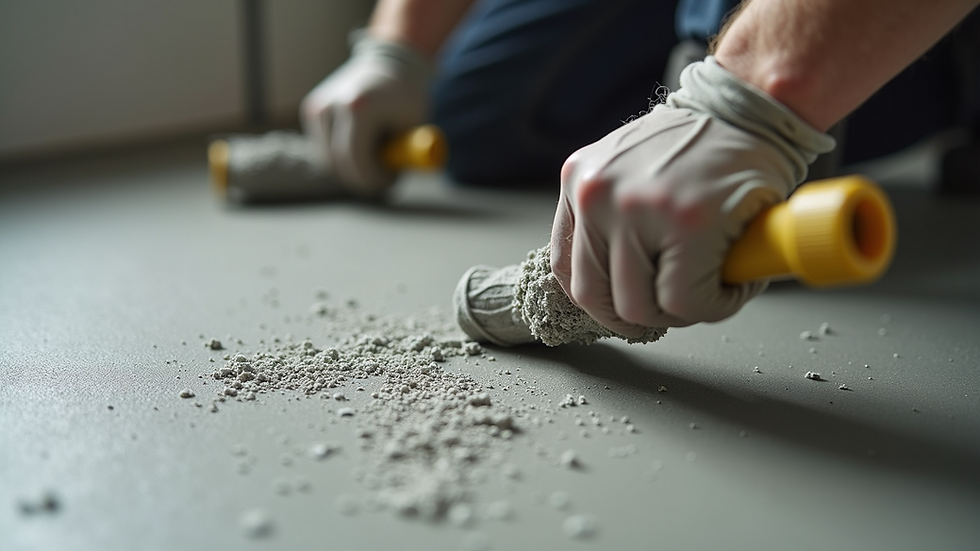 Close-up view of a professional applying concrete repair material