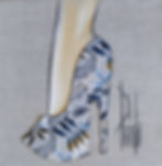 Tableau de l'artiste Stéphanie Paoli, collection escarpin, emblème de féminité et de beauté.