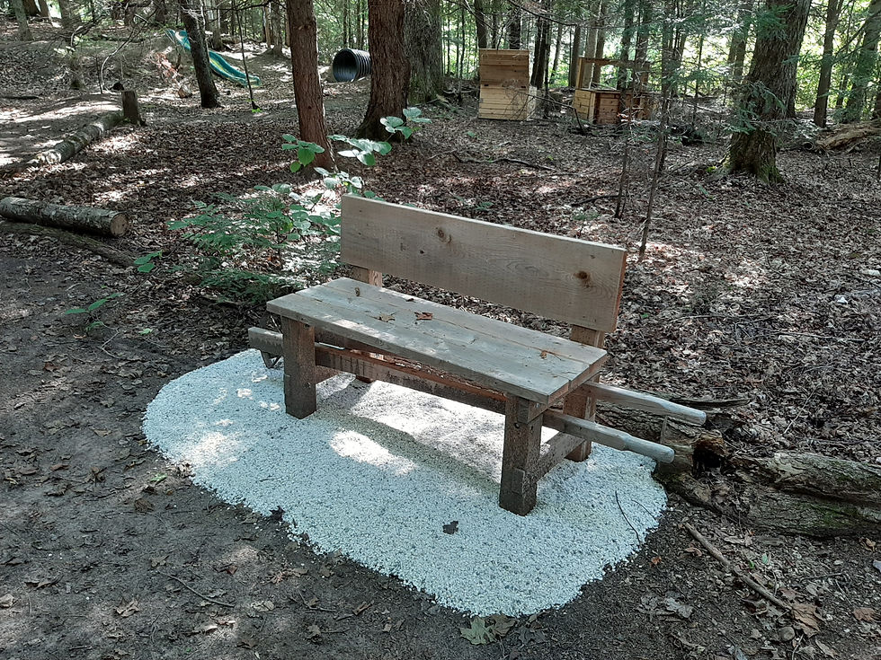 White Stone Under Wooden Bench