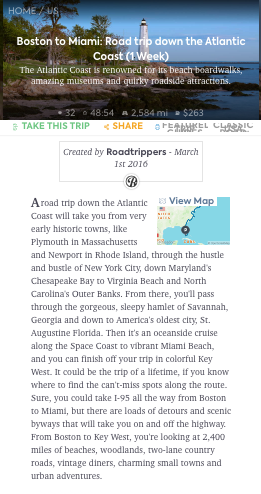 example of a pre-loaded road trip