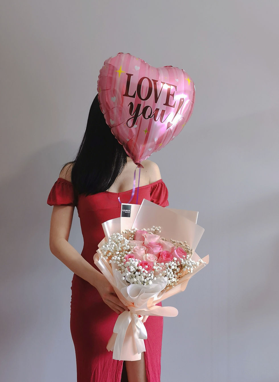 Pink Affection Bouquet with Helium Balloon