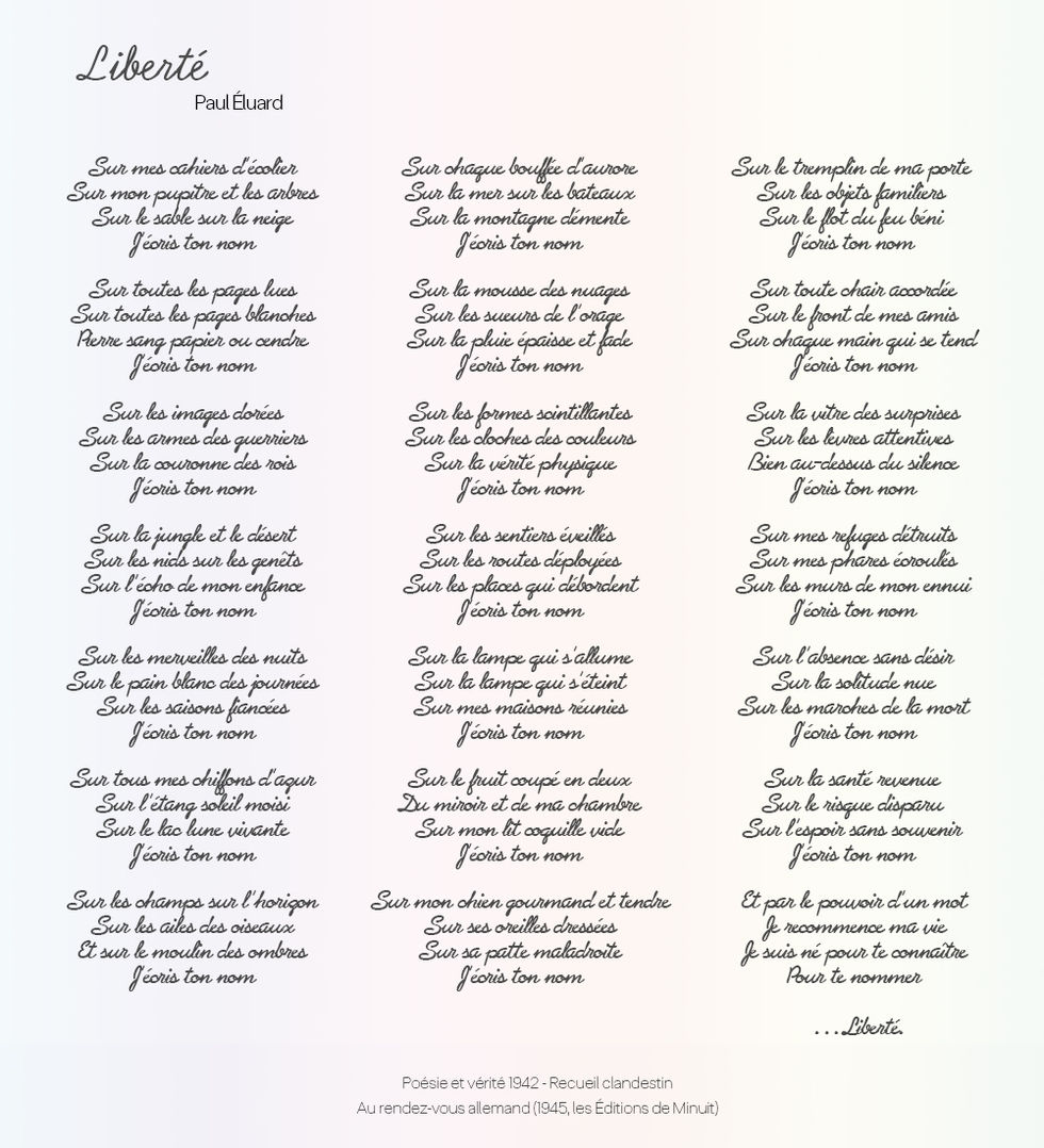 Poème liberté de Paul Eluard